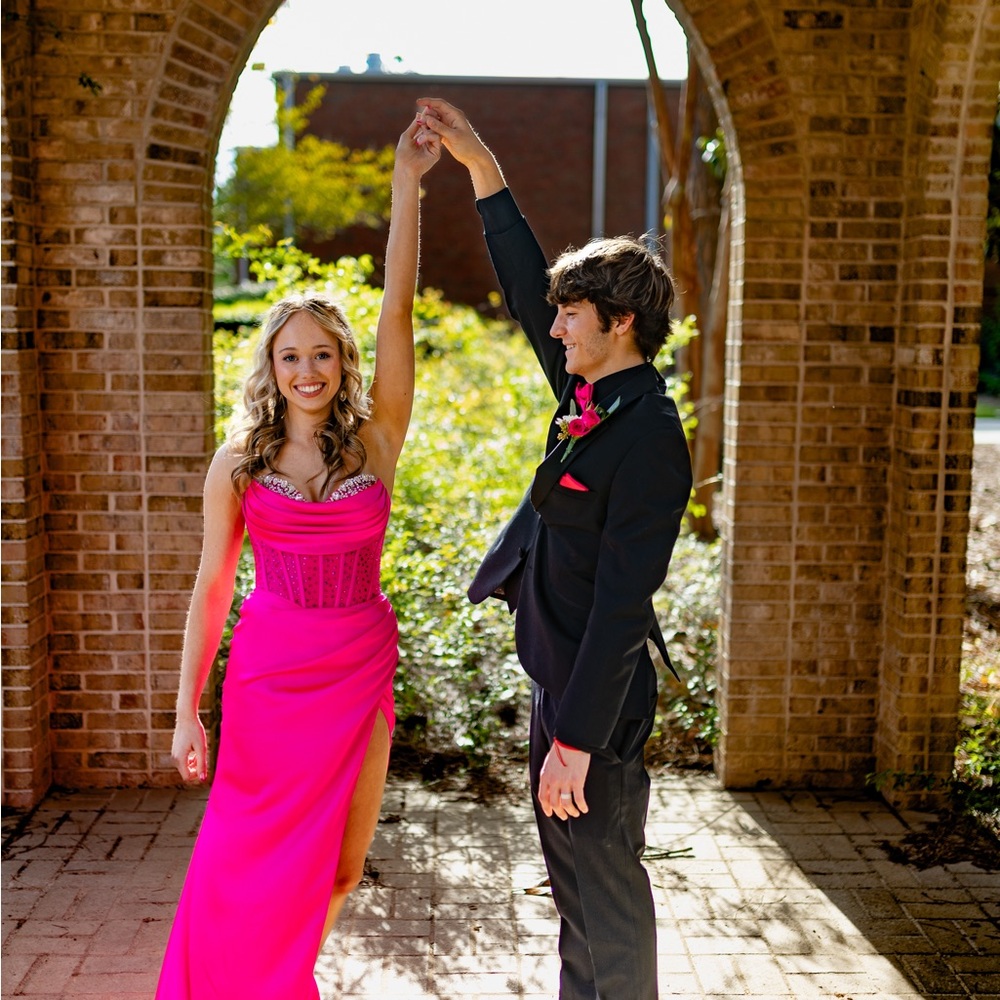 Vibrant Pink Strapless Gown